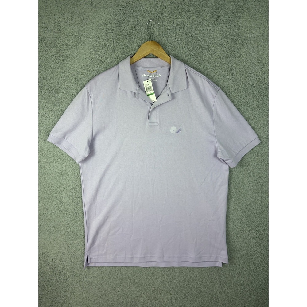Nautica Polo Shirt Mens Large Purple Classic Fit 100% Cotton Casual Mens New - Picture 1 of 7